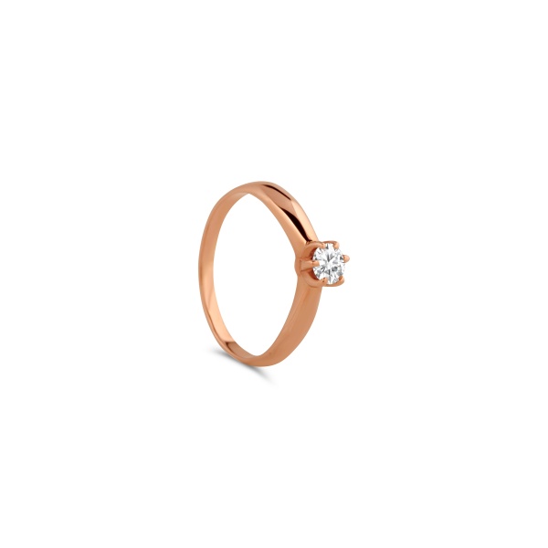 Кольцо из красного золота с бриллиантом