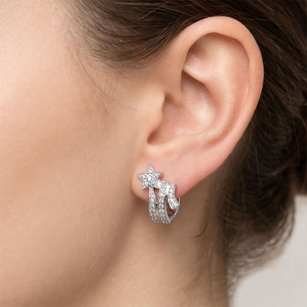 Серьги из родированного золота с бриллиантами