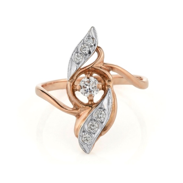 Кольцо из комбинированного золота с бриллиантами