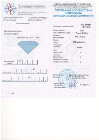 Бриллиант круглый 0,130 карат