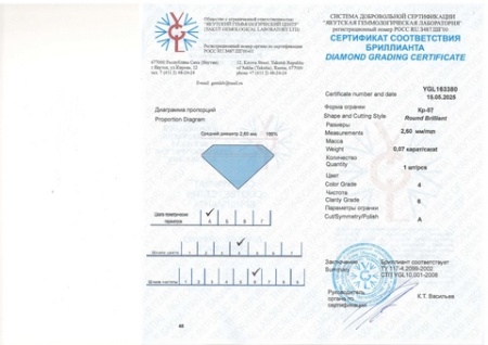 Бриллиант круглый 0,070 карат