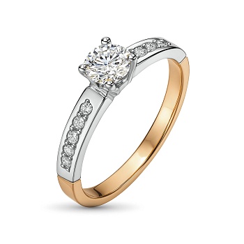 Кольцо из комбинированного золота с бриллиантами