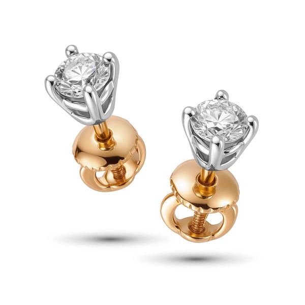 Серьги из комбинированного золота с бриллиантами