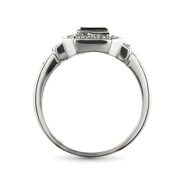 Кольцо из белого золота с изумрудпт и бриллиантами