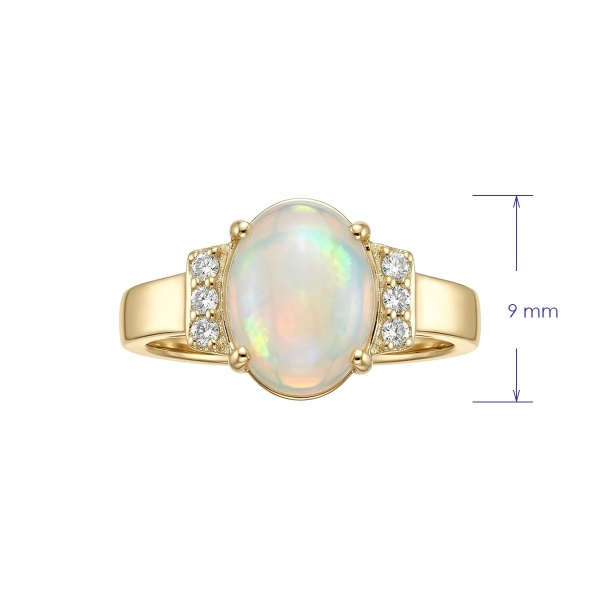 Кольцо из желтого золота с опалом и бриллиантами