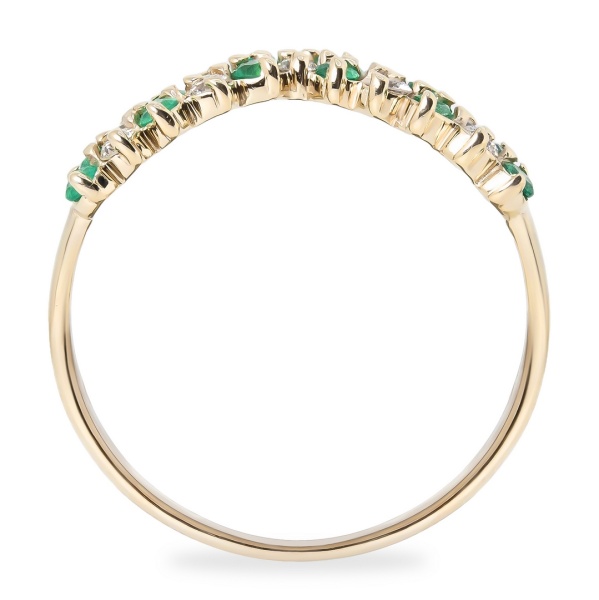 Кольцо из белого золота с изумрудпт и бриллиантами