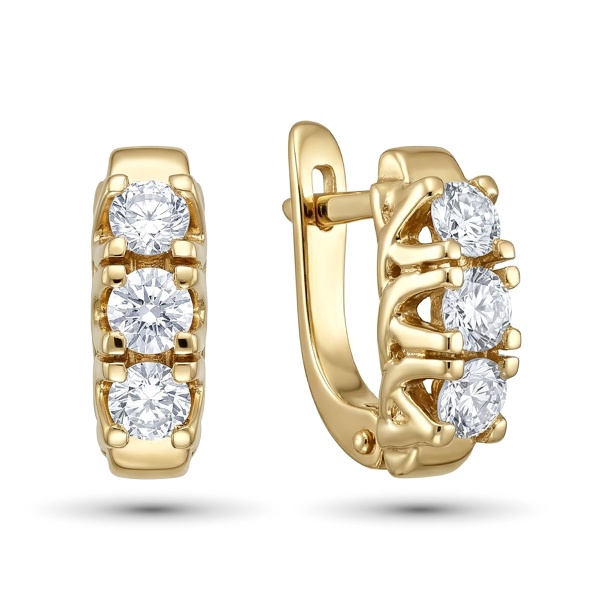 Серьги из желтого золота с бриллиантами