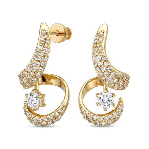 Серьги из желтого золота с бриллиантами