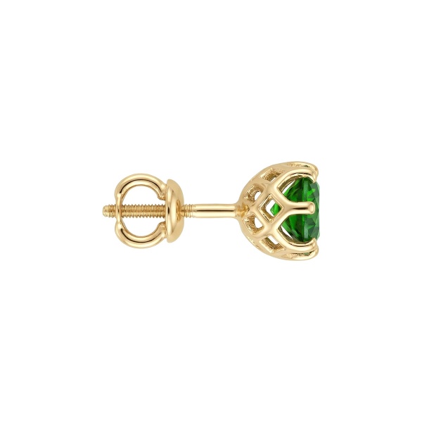 Серьги из желтого золота с хромдиопсидом