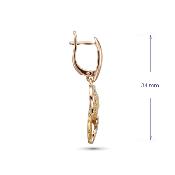 Серьги из красного золота с самородком